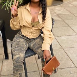 Khaki Button Down Top